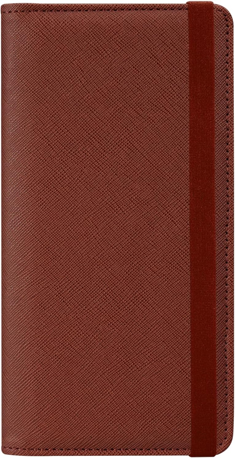 Hot Cool Checkbook Cover with Elastic Band - Premium Leather Clear PVC Divider Durable, Compact, and Multi-Functional Holder Wallet Case for Man and Woman, Cross - Brown - Image 1